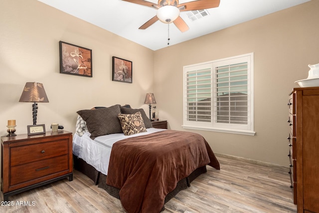 13336 W Via Caballo Blanco, Peoria, AZ 85383 - bedroom with visible vents, light wood finished floors, baseboards, and ceiling fan