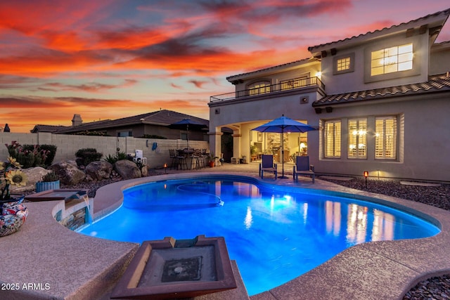 13336 W Via Caballo Blanco, Peoria, AZ 85383 - view of pool with fence, a patio area, an outdoor fire pit, and a fenced in pool