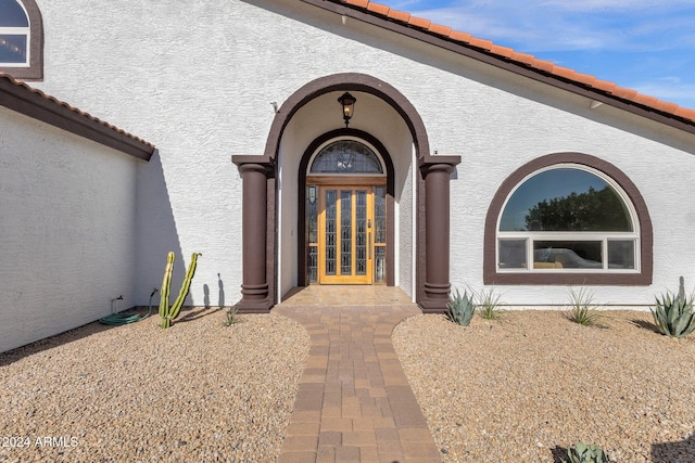 view of exterior entry with french doors