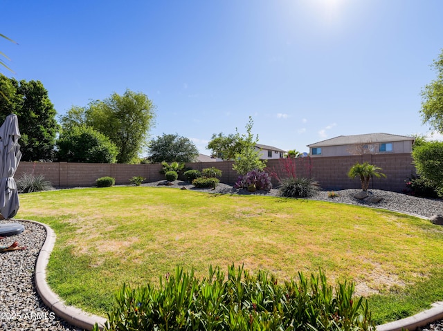 view of yard featuring a fenced backyard