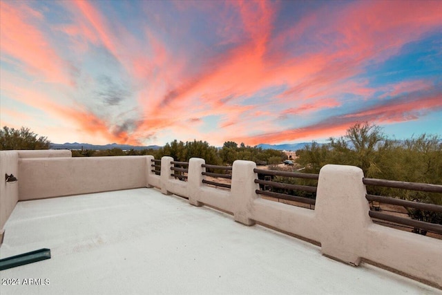 14428 E Monument Dr, Scottsdale, AZ 85262 - exterior space with concrete driveway, a mountain view, stucco siding, and an attached garage