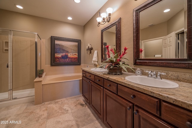 19700 N 76th St Unit 2001, Scottsdale, AZ 85255 - full bathroom featuring a shower stall, a bath, and a sink