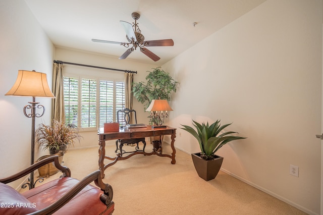 19700 N 76th St Unit 2001, Scottsdale, AZ 85255 - office area featuring baseboards, ceiling fan, and carpet
