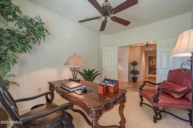 19700 N 76th St Unit 2001, Scottsdale, AZ 85255 - office space with baseboards, a ceiling fan, and light carpet