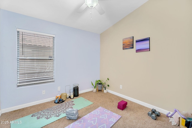 10226 W Country Club Trl, Peoria, AZ 85383 - exercise area with carpet floors, ceiling fan, and baseboards