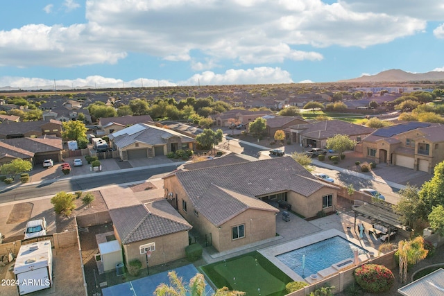 aerial view with a mountain view