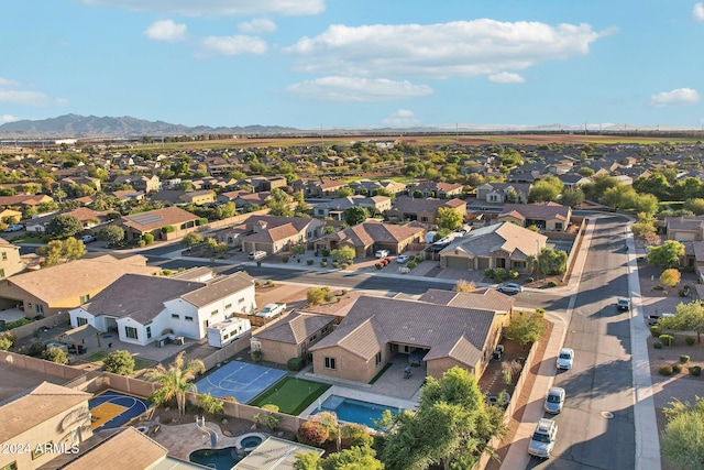 aerial view with a mountain view