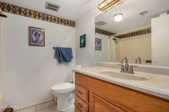 619 E Elaine St, Casa Grande, AZ 85122 - bathroom with tile patterned floors, toilet, curtained shower, and visible vents