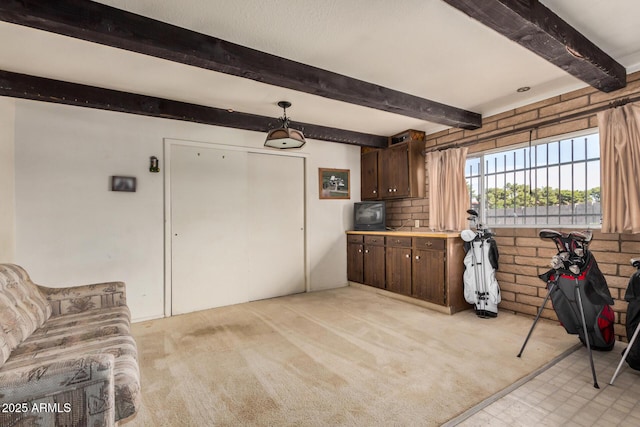 619 E Elaine St, Casa Grande, AZ 85122 - interior space with beamed ceiling and light colored carpet