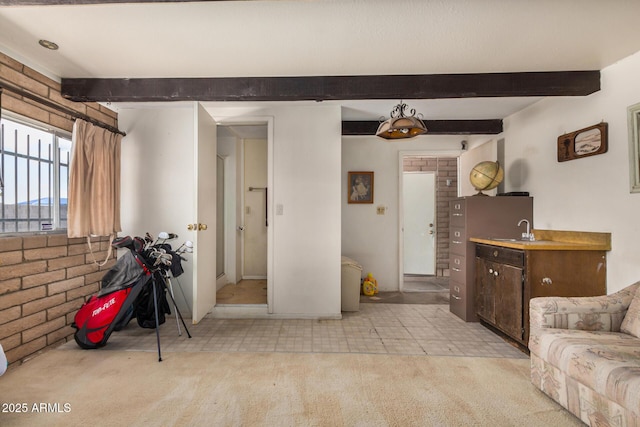 619 E Elaine St, Casa Grande, AZ 85122 - living room with beam ceiling and light carpet