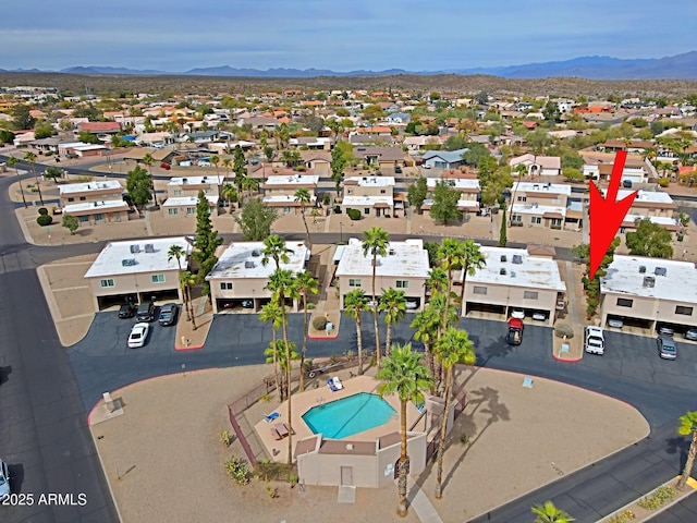 aerial view with a residential view and a mountain view