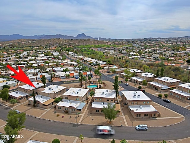 aerial view with a mountain view