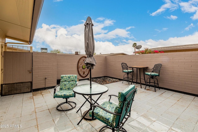 view of patio with a fenced backyard