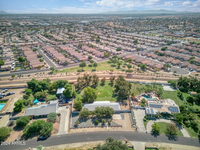 bird's eye view with a mountain view