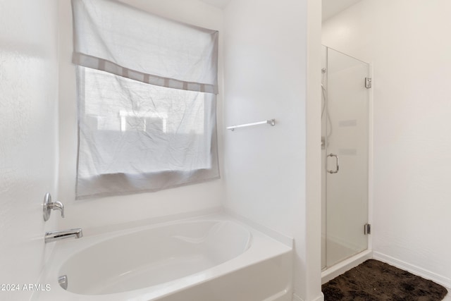 bathroom with plus walk in shower