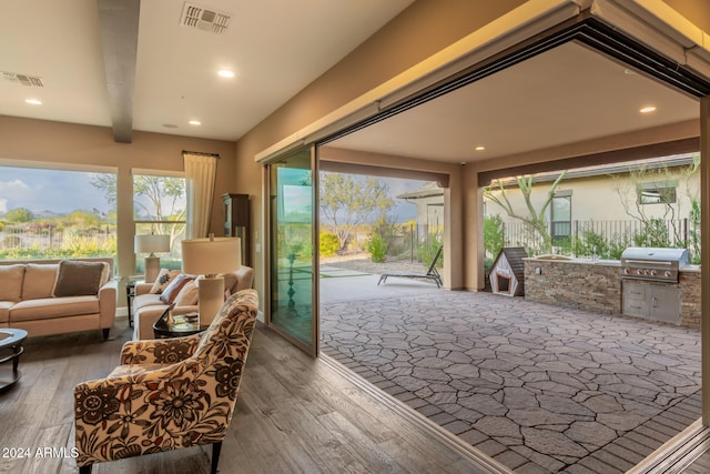 doorway to outside featuring dark hardwood / wood-style floors