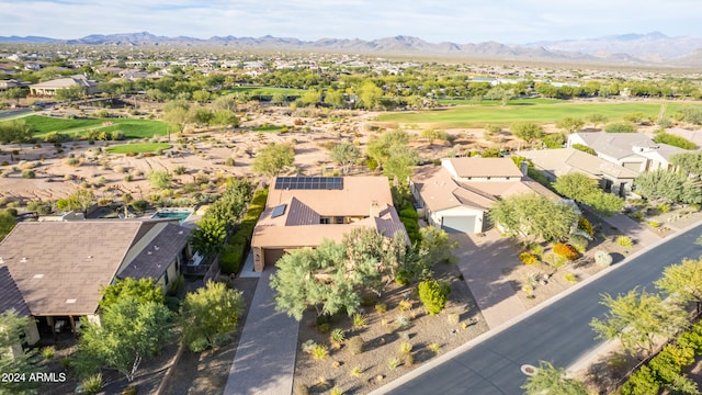 bird's eye view with a mountain view