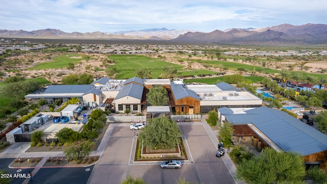 birds eye view of property featuring a mountain view