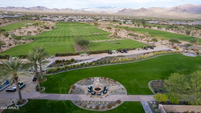 birds eye view of property featuring a mountain view