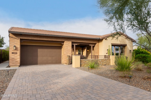 view of front of house with a garage