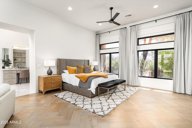 30600 N Pima Rd Unit 89, Scottsdale, AZ 85266 - bedroom with recessed lighting, a towering ceiling, and visible vents