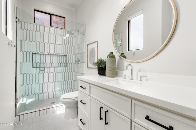 30600 N Pima Rd Unit 89, Scottsdale, AZ 85266 - full bath with tile patterned floors, toilet, vanity, and a stall shower