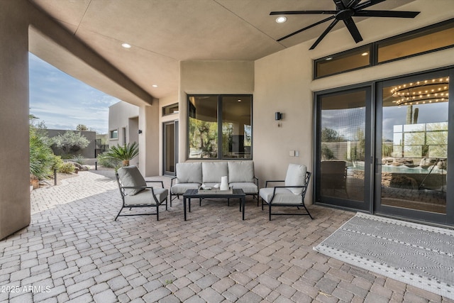 30600 N Pima Rd Unit 89, Scottsdale, AZ 85266 - view of patio / terrace with outdoor lounge area and a ceiling fan
