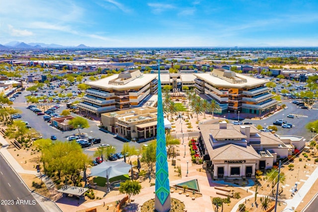 bird's eye view with a mountain view