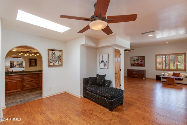 bathroom featuring vanity and hardwood / wood-style floors