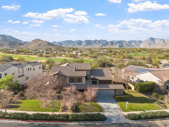 aerial view featuring a mountain view