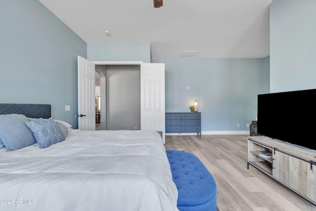 bedroom featuring light hardwood / wood-style floors