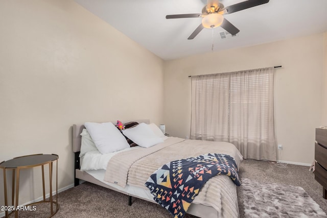 bedroom with carpet flooring and ceiling fan