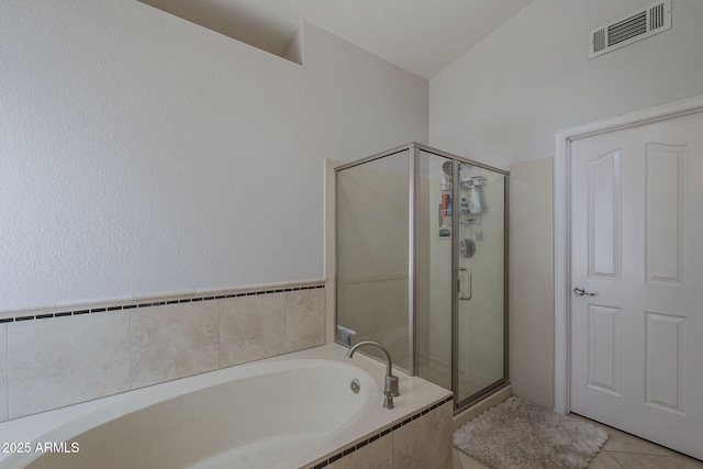 1461 W Tara Dr, Gilbert, AZ 85233 - bathroom with a shower stall, a bath, and tile patterned flooring