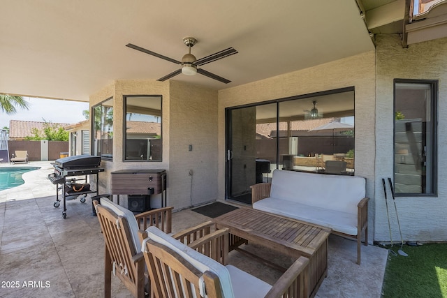 1461 W Tara Dr, Gilbert, AZ 85233 - view of patio / terrace with ceiling fan and grilling area