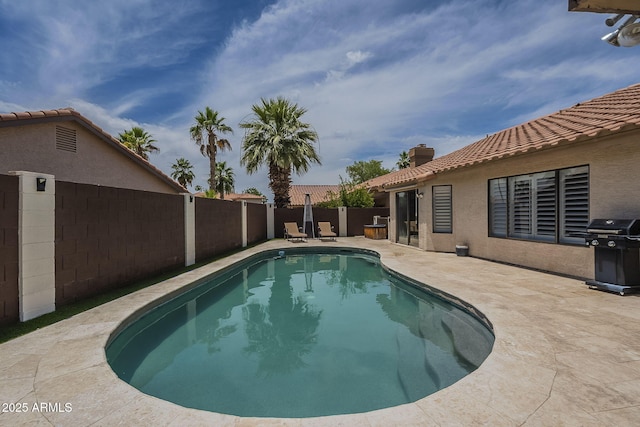 1461 W Tara Dr, Gilbert, AZ 85233 - view of pool with a grill, a patio area, and a fenced backyard
