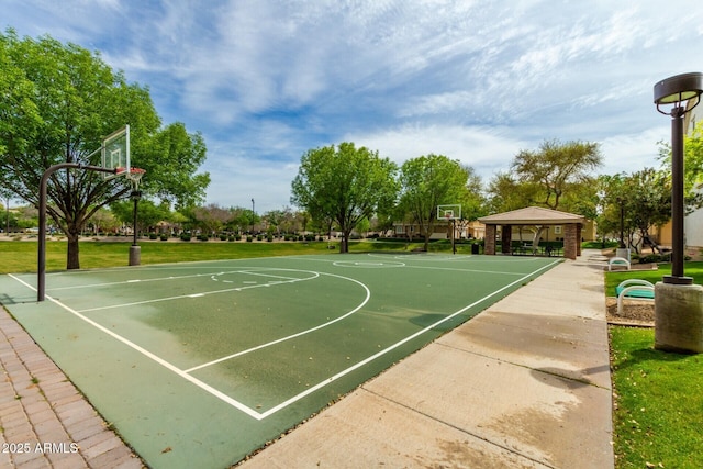 view of sport court with a gazebo and community basketball court