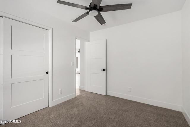 3008 S Saguaro Cir, Mesa, AZ 85202 - unfurnished bedroom featuring carpet floors, baseboards, and a ceiling fan