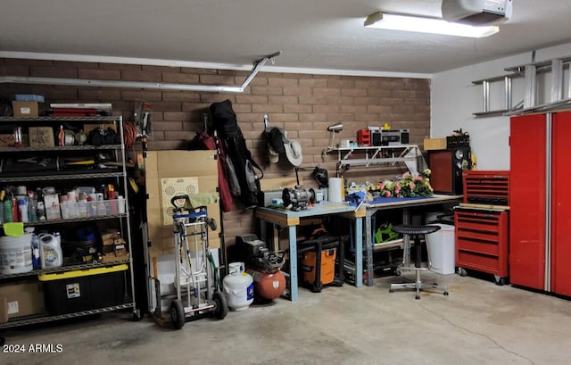 garage with a garage door opener