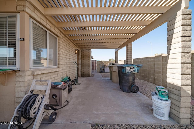 view of patio featuring a pergola