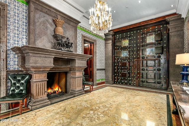 wine cellar with ornamental molding