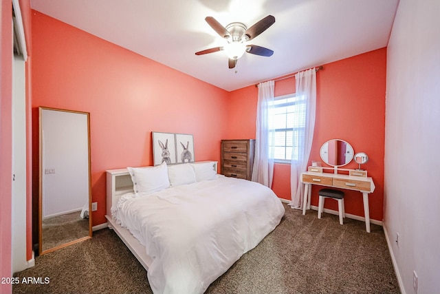 1713 W Cottonwood Ln, Phoenix, AZ 85045 - bedroom with carpet, baseboards, and ceiling fan