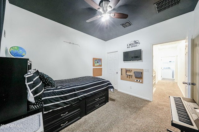 1713 W Cottonwood Ln, Phoenix, AZ 85045 - carpeted bedroom with baseboards, visible vents, and ceiling fan