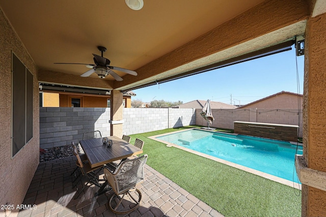 1713 W Cottonwood Ln, Phoenix, AZ 85045 - view of pool featuring a fenced in pool, a patio area, ceiling fan, and a fenced backyard