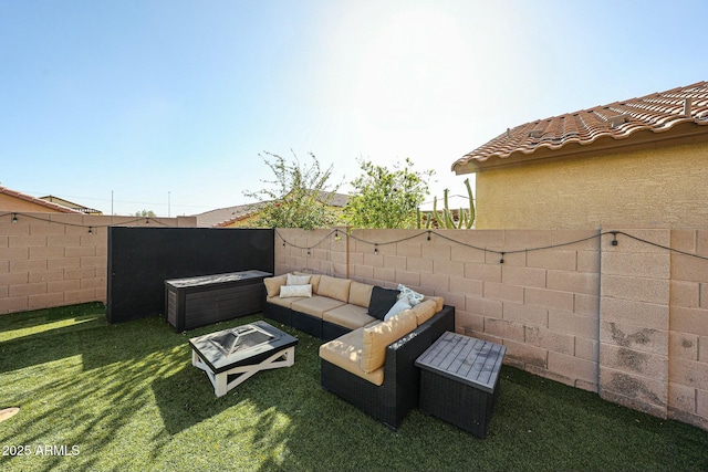 1713 W Cottonwood Ln, Phoenix, AZ 85045 - view of yard featuring a fenced backyard and an outdoor hangout area
