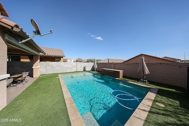 1713 W Cottonwood Ln, Phoenix, AZ 85045 - view of pool featuring a patio, a lawn, a fenced backyard, and a fenced in pool