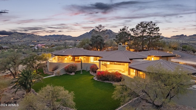 exterior space featuring a mountain view