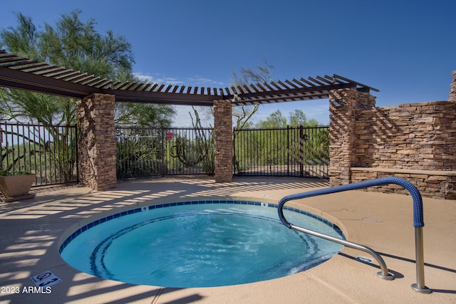 view of pool featuring a patio