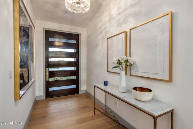 entrance foyer featuring light wood-style flooring