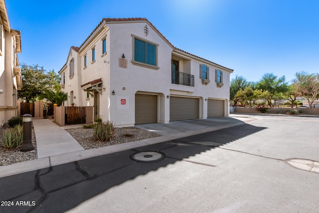 view of front of property with a garage