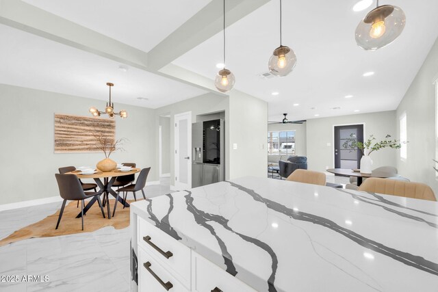 2926 N 16th Ave, Phoenix, AZ 85015 - bedroom featuring visible vents, baseboards, an inviting chandelier, recessed lighting, and marble finish floor